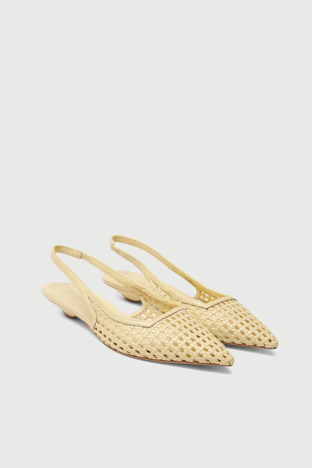 Harper Slingback Flats in Vanilla Woven Leather - Image 3