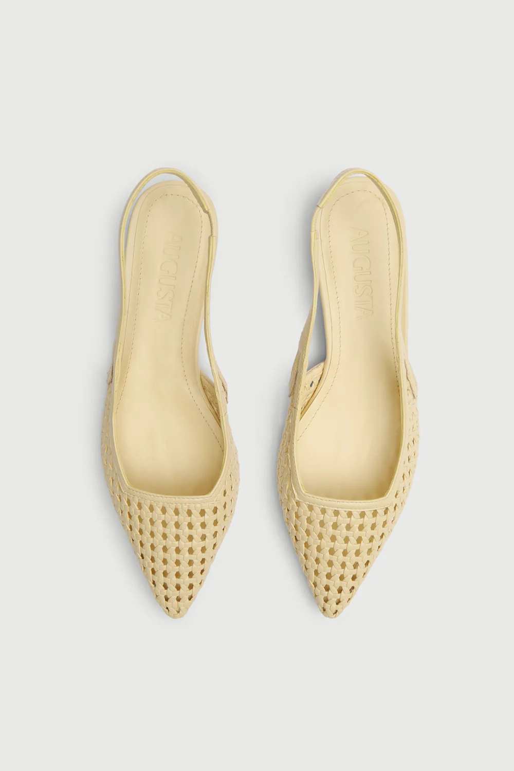 Harper Slingback Flats in Vanilla Woven Leather - Image 5
