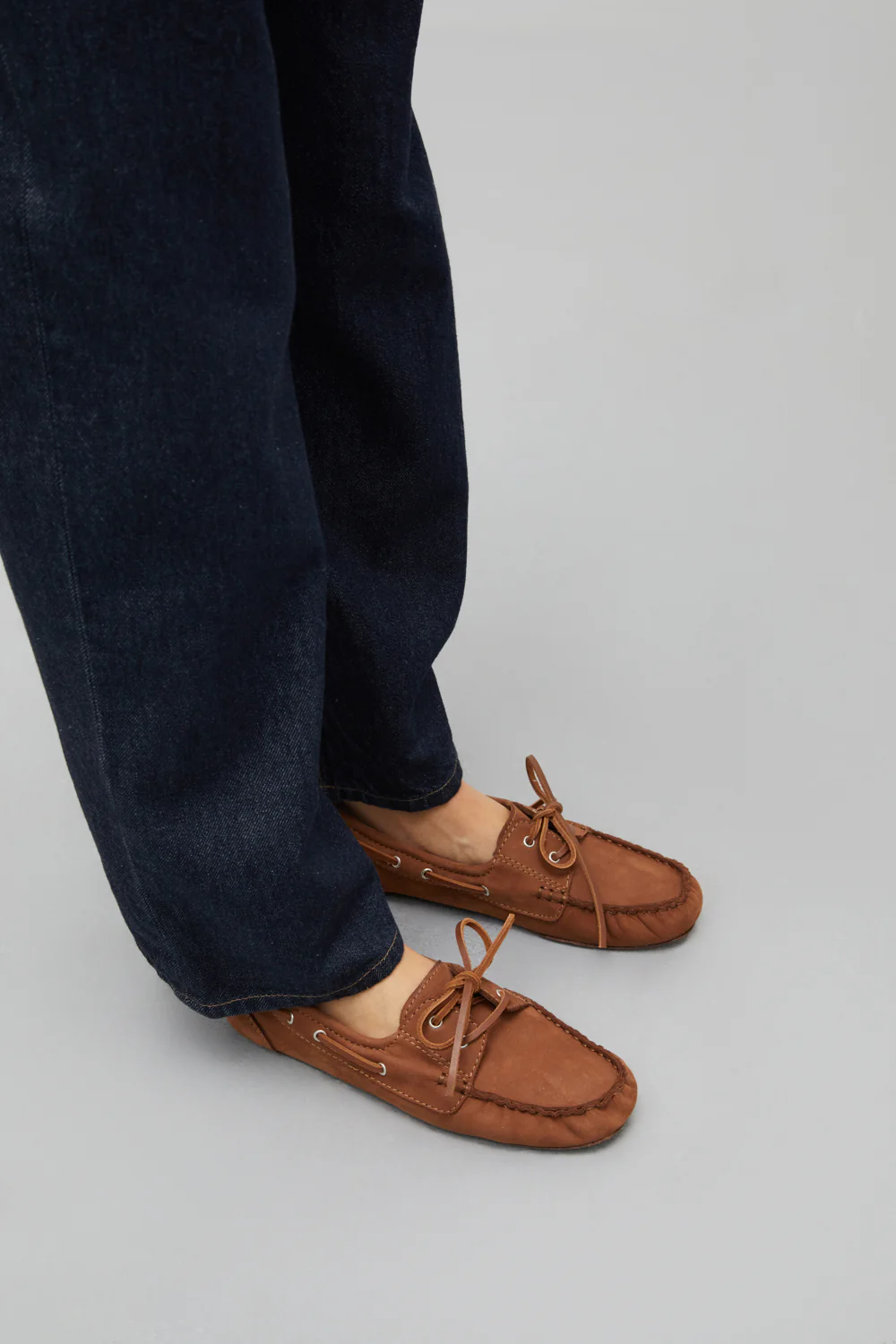 Ivy Boat Shoes in Caramel Nobuk - Image 4