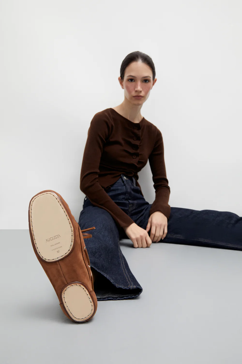 Ivy Boat Shoes in Caramel Nobuk - Image 5