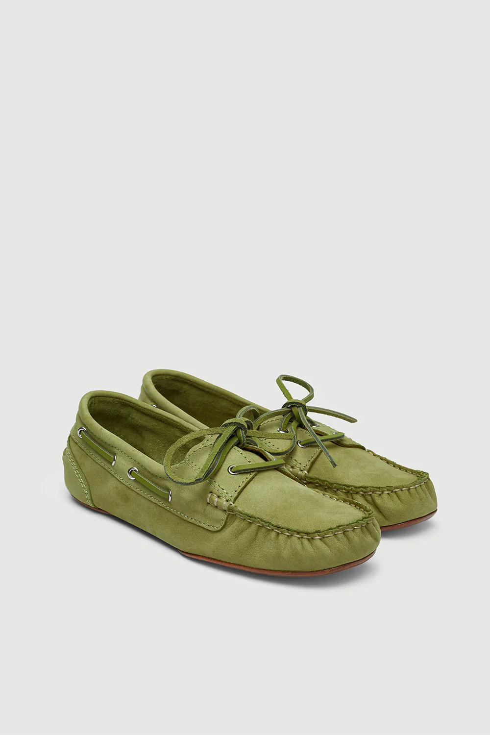 Ivy Boat Shoes in Green Nobuk - Image 3