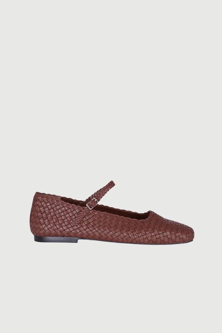 Julieta Mary Janes in Chocolate Braided Leather