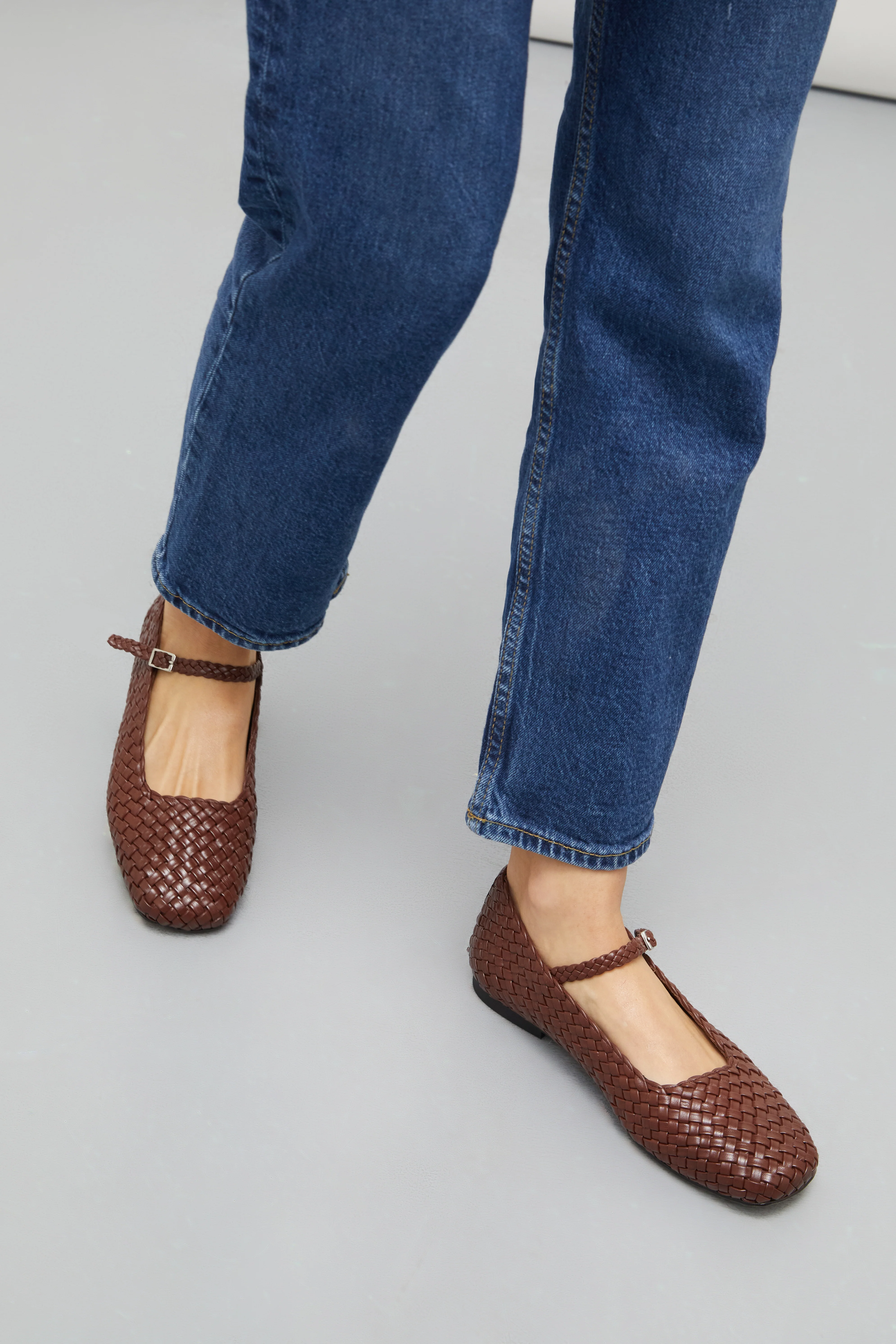 Julieta Mary Janes in Chocolate Braided Leather - Image 2