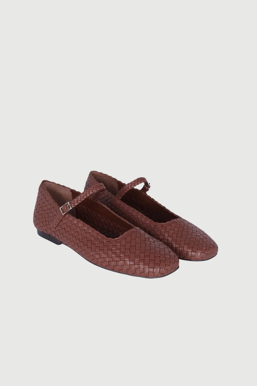 Julieta Mary Janes in Chocolate Braided Leather - Image 3