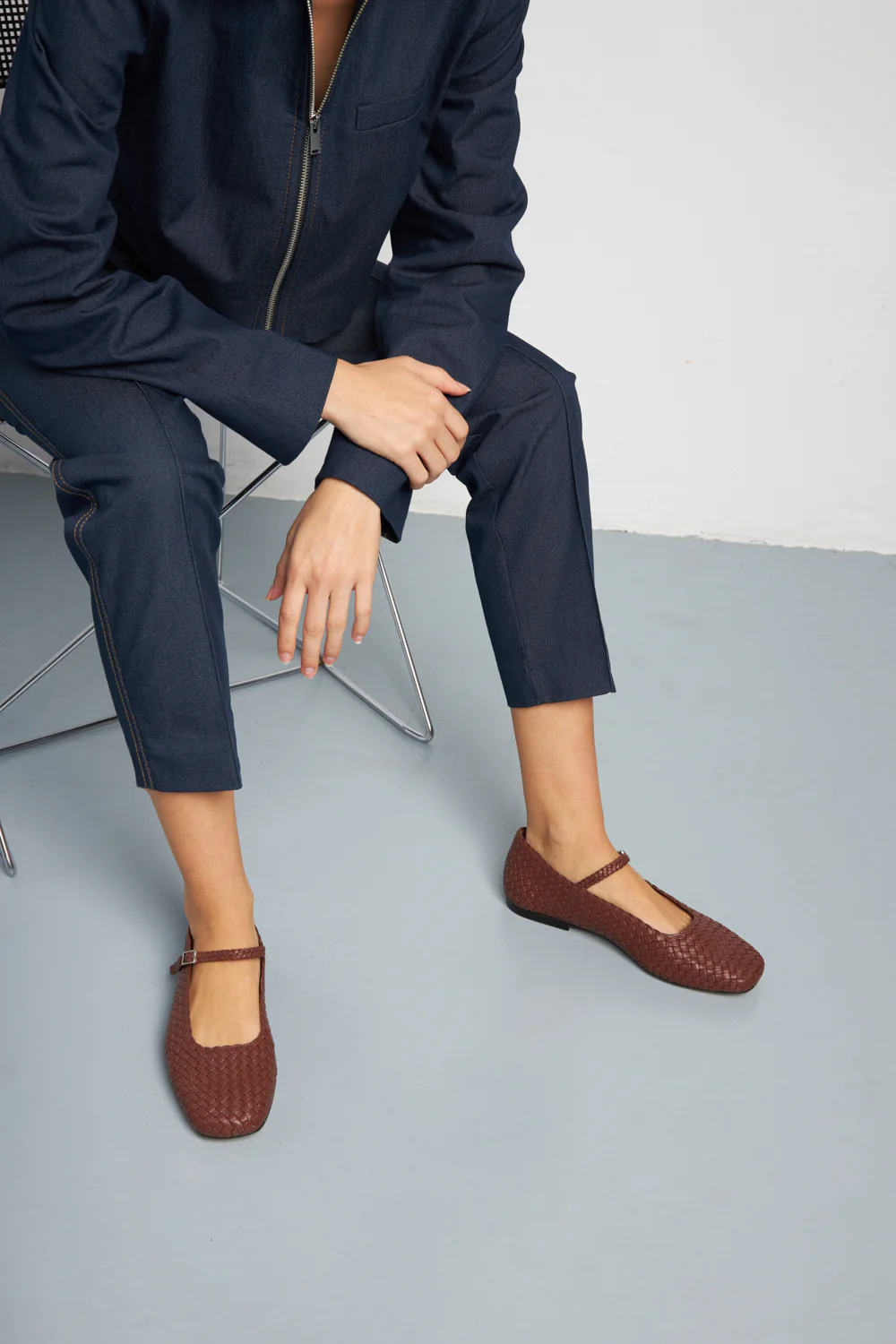 Julieta Mary Janes in Chocolate Braided Leather - Image 6