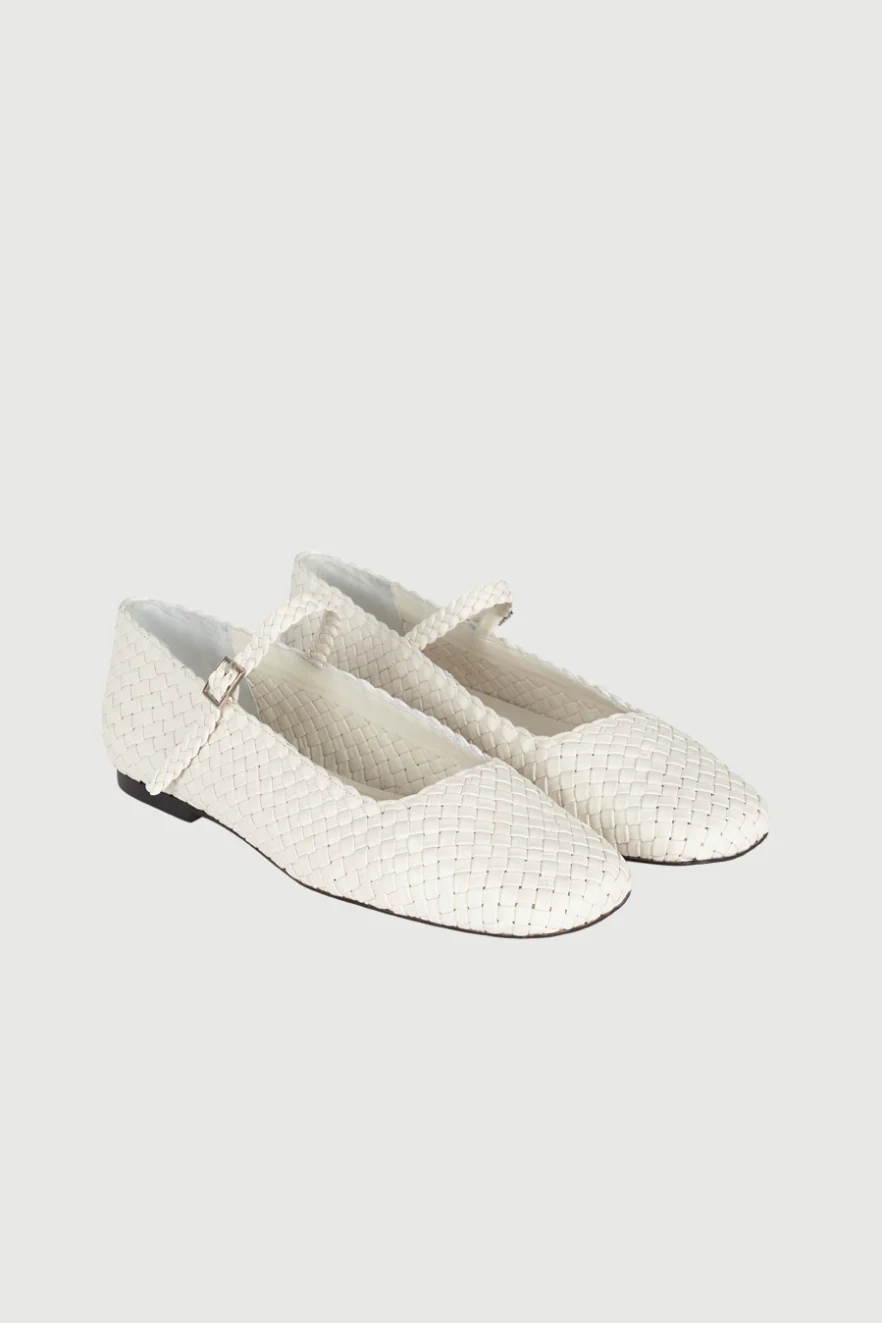 Julieta Mary Janes in Ivory Braided Leather - Image 3