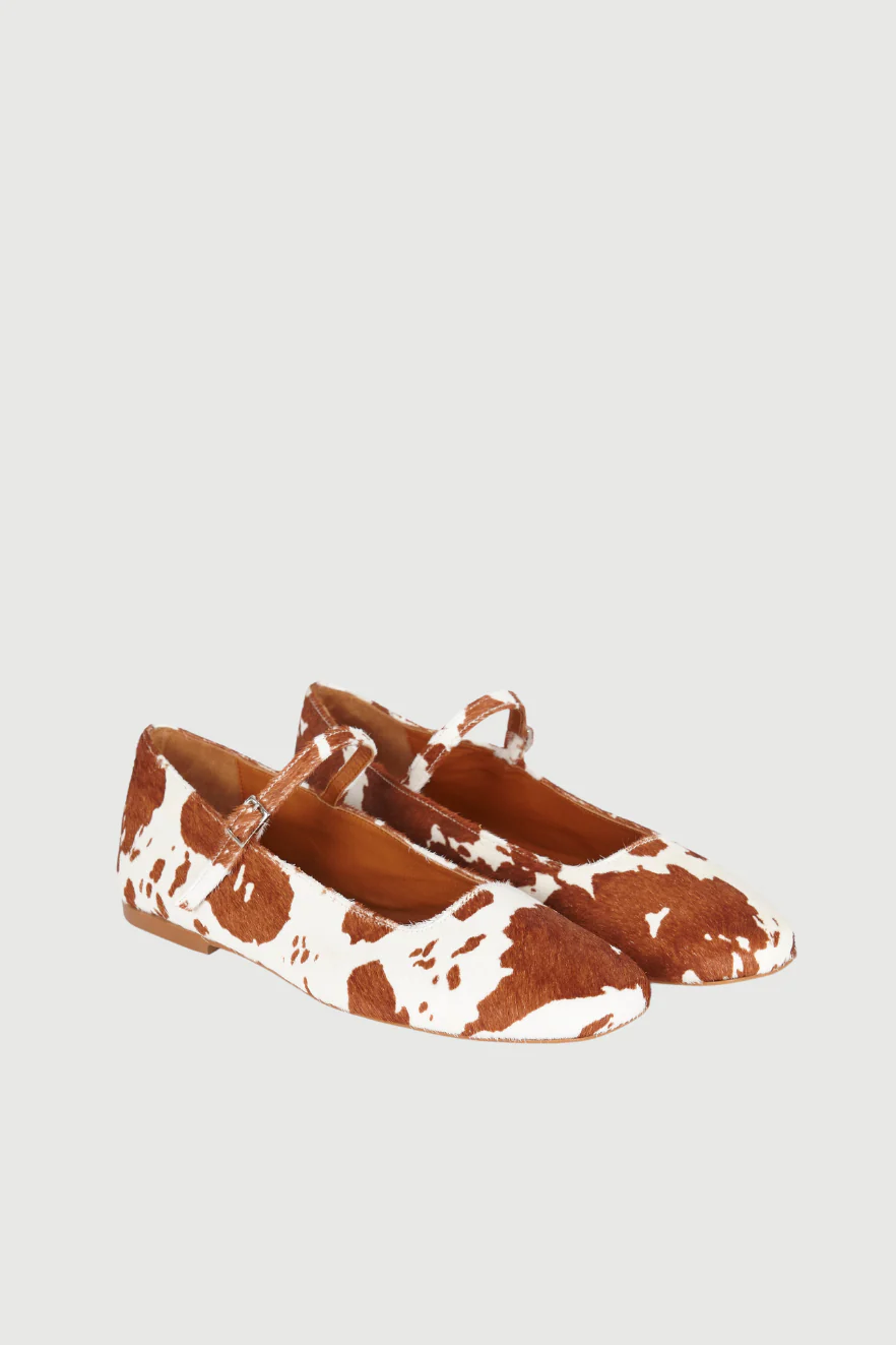 Julieta Mary Janes in Cow Print Calf Hair - Image 3