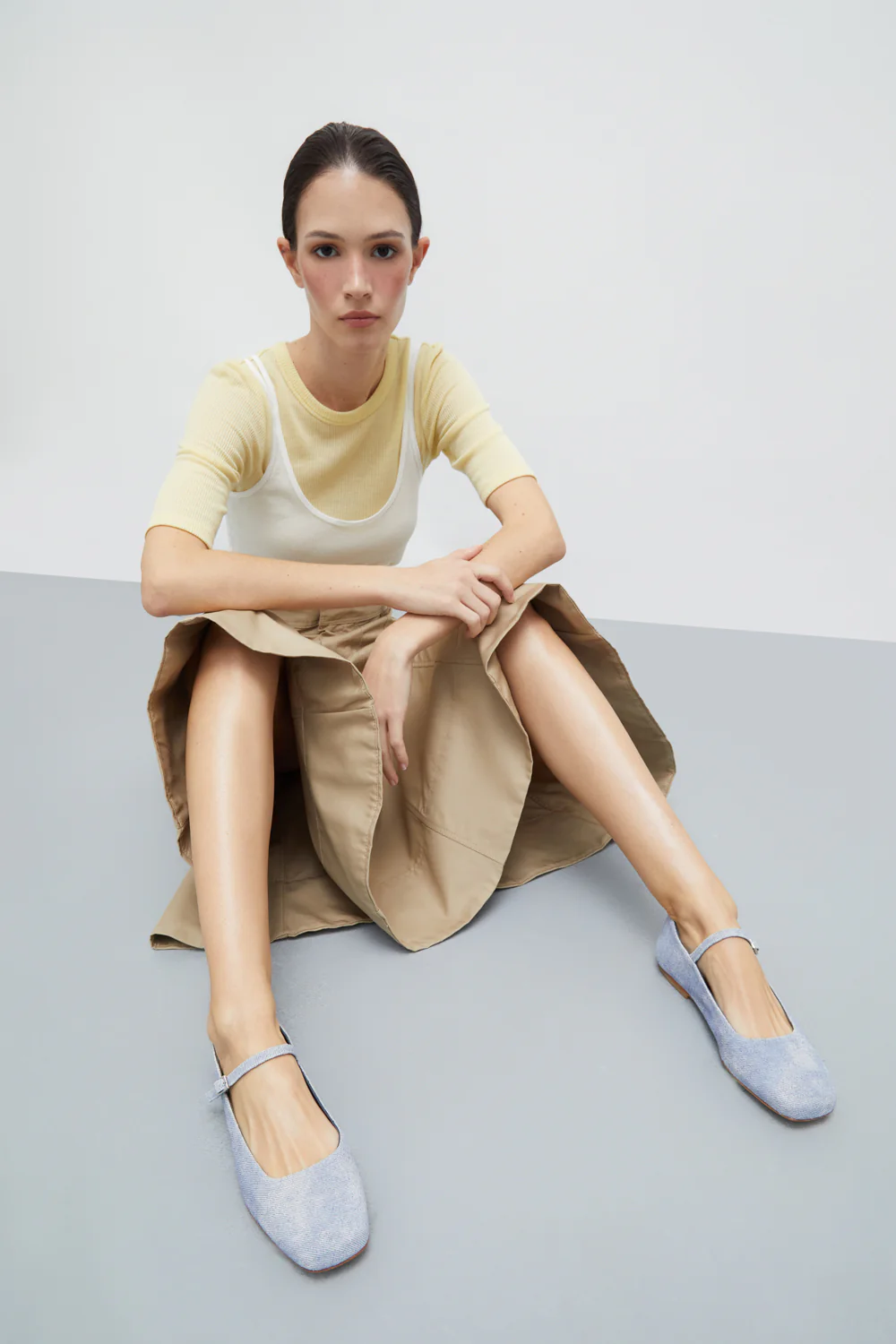 Julieta Mary Janes in Denim-Effect Leather - Image 6