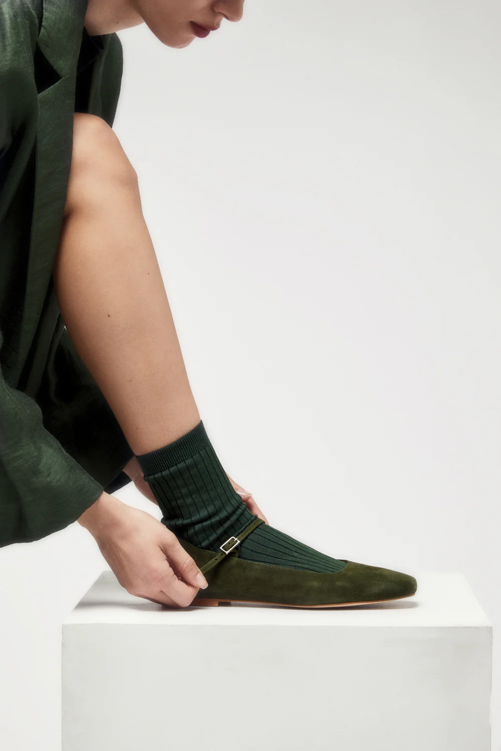Julieta Mary Janes in Khaki Suede - Image 4