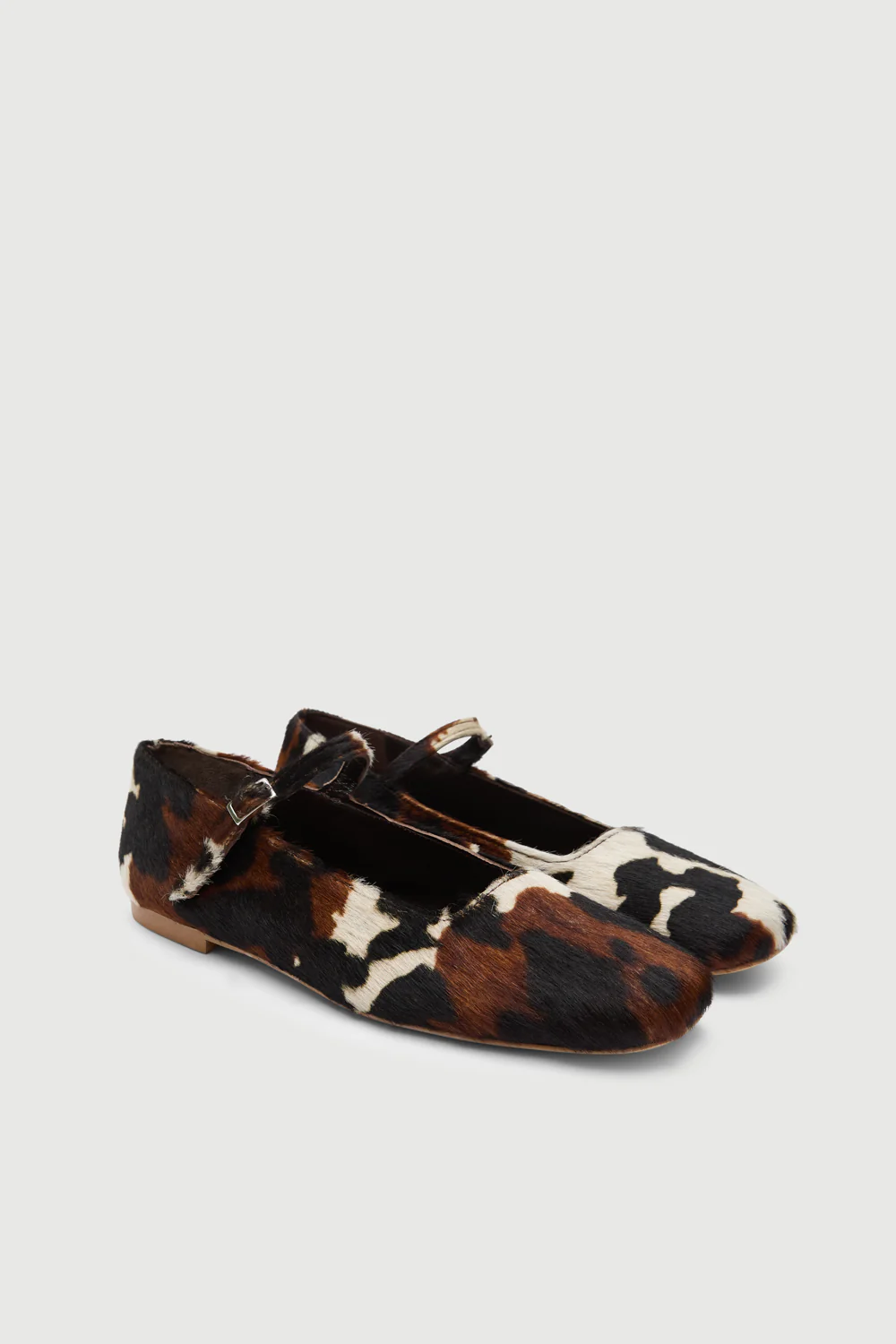 Julieta Mary Janes in Dark Cow Print Calf Hair - Image 3