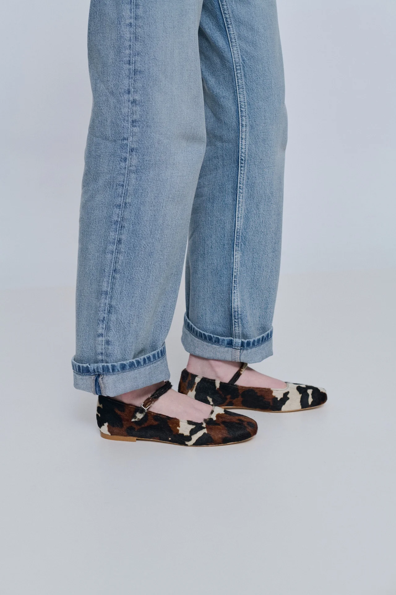 Julieta Mary Janes in Dark Cow Print Calf Hair - Image 4