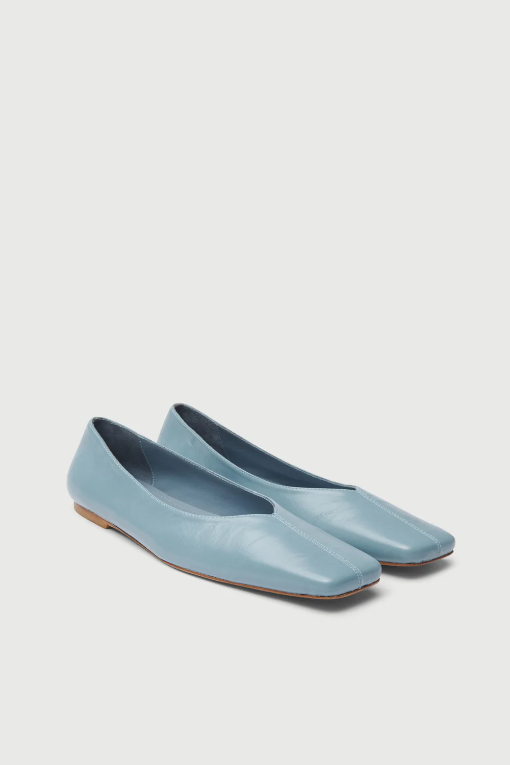 Kate Ballet Flats in Light Blue Leather - Image 3