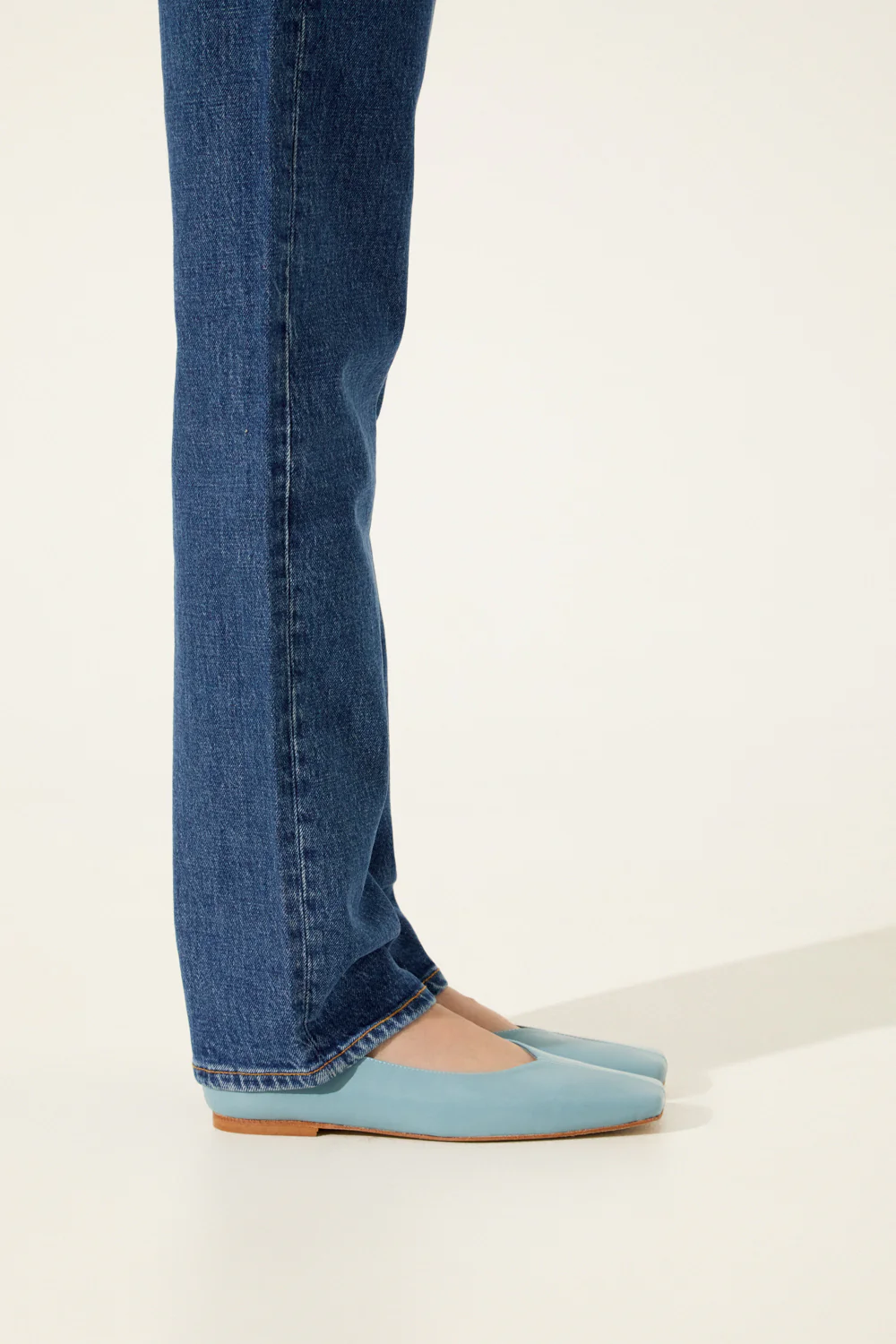 Kate Ballet Flats in Light Blue Leather - Image 7