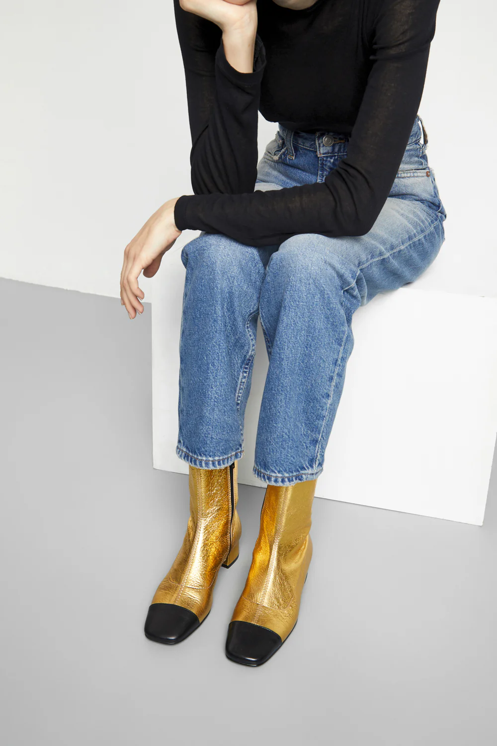 Laurie Ankle Boots in Gold Leather - Image 2