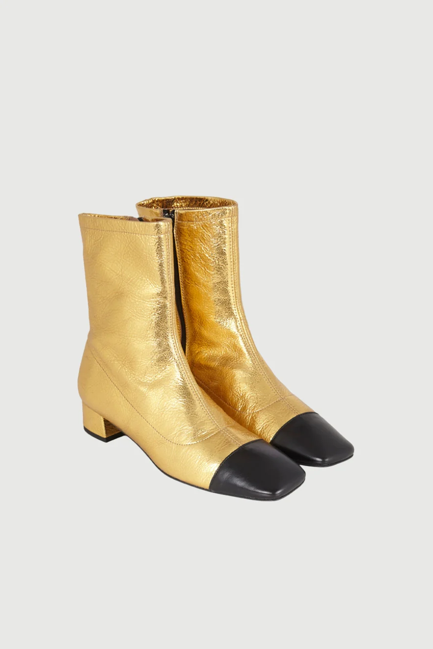 Laurie Ankle Boots in Gold Leather - Image 3