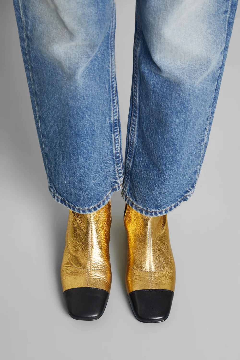 Laurie Ankle Boots in Gold Leather - Image 4
