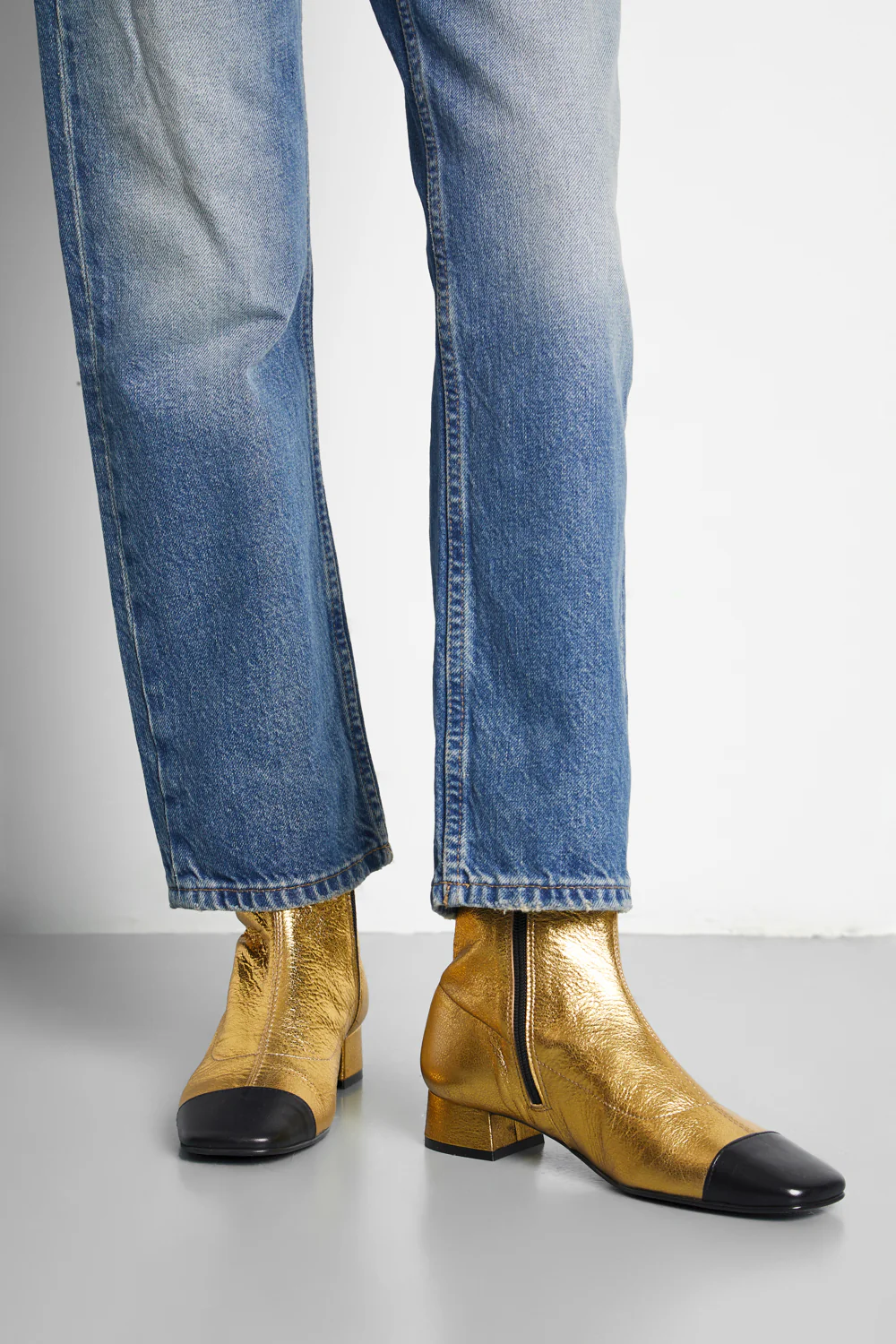 Laurie Ankle Boots in Gold Leather - Image 5