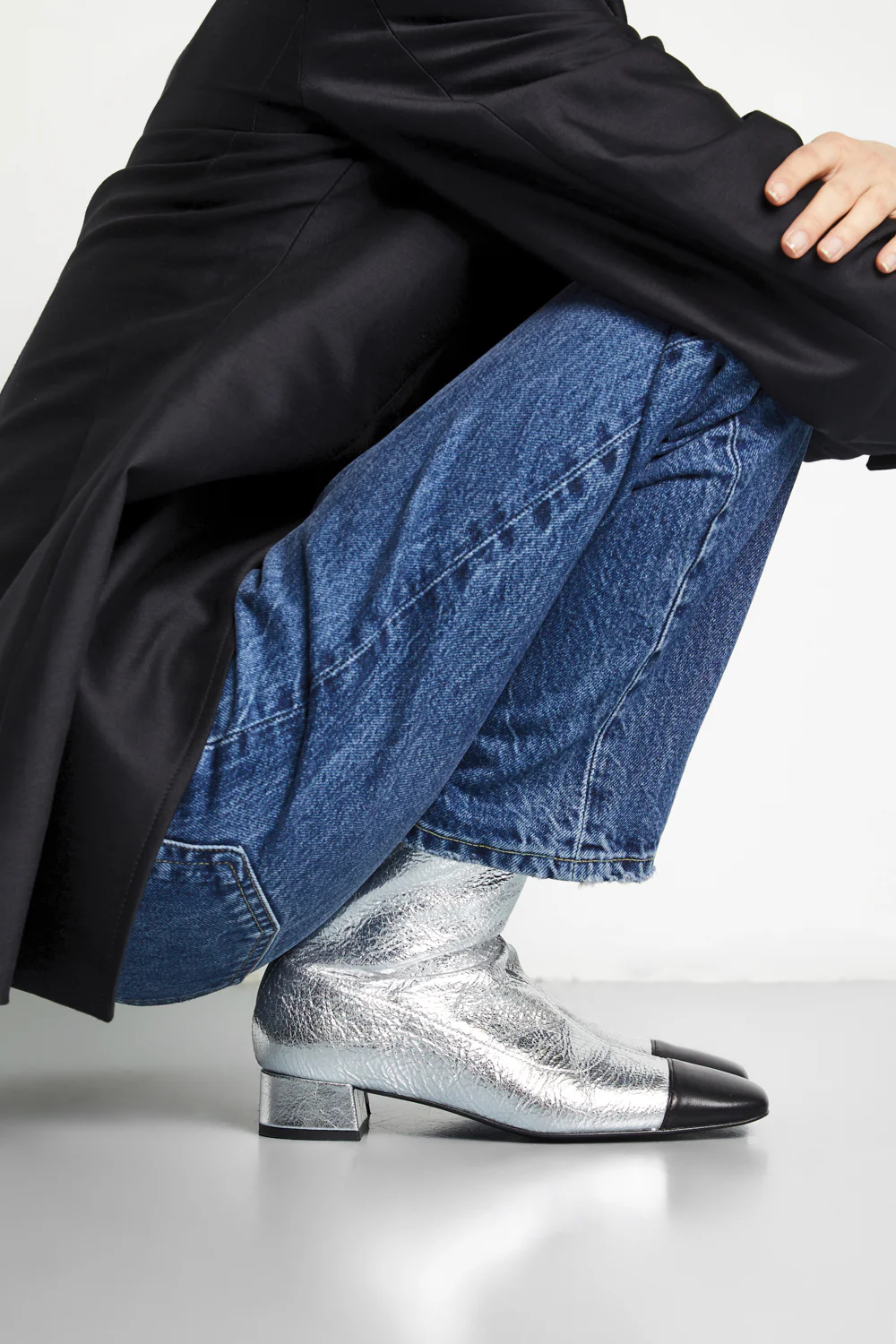 Laurie Ankle Boots in Silver Leather - Image 2