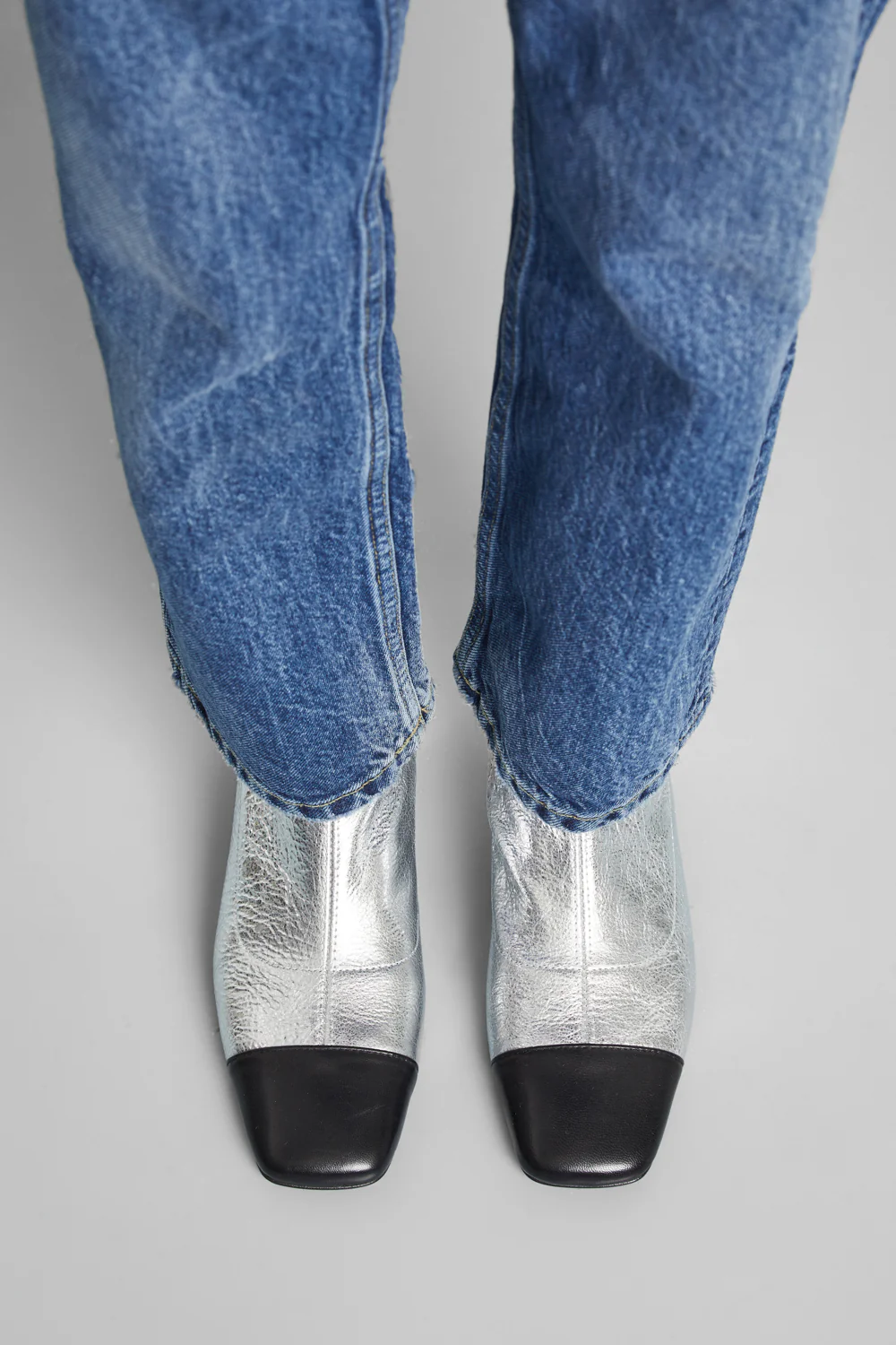 Laurie Ankle Boots in Silver Leather - Image 4