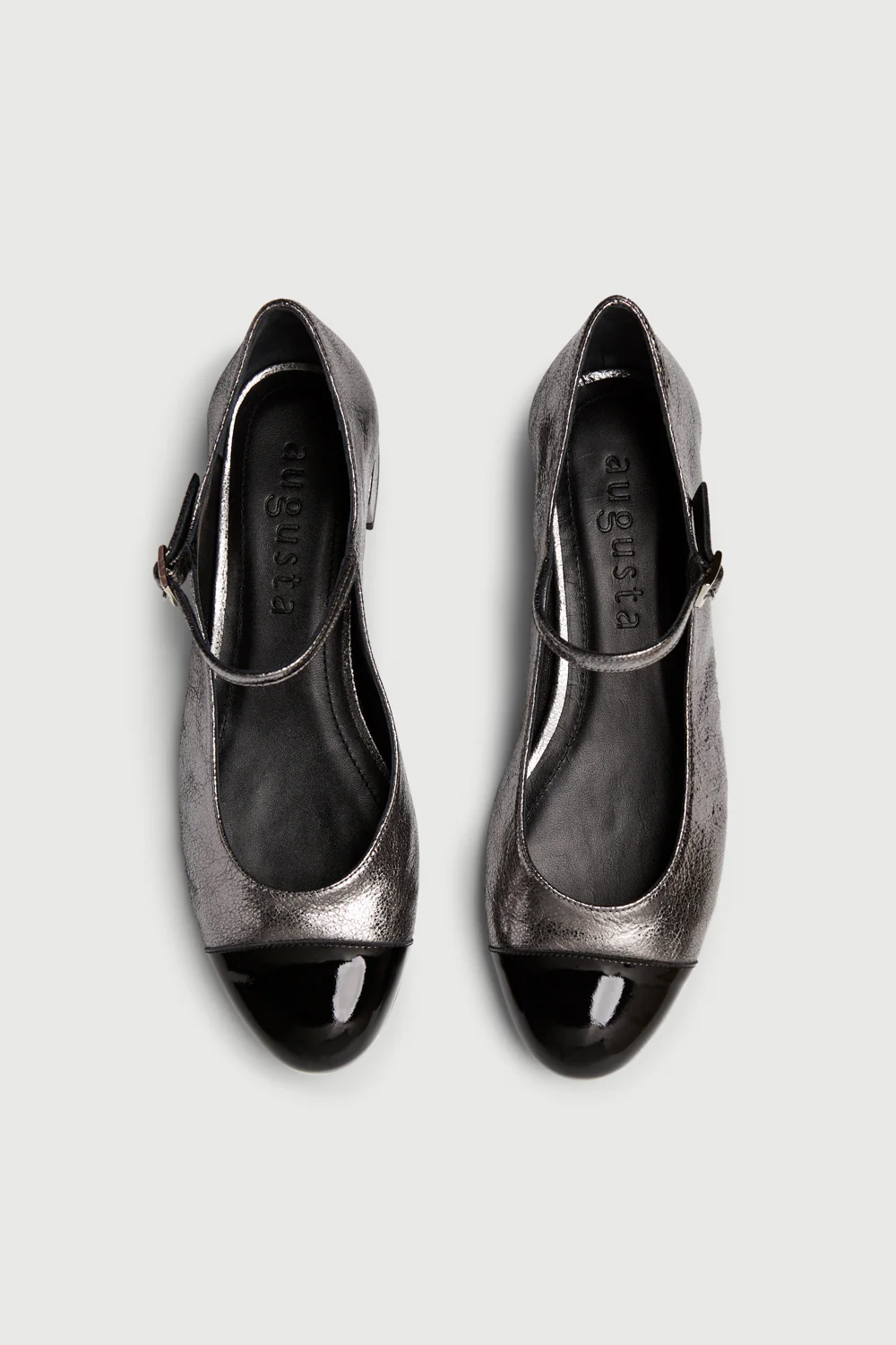 Lola Mary Janes in Charcoal-coloured Metallic Leather - Image 5