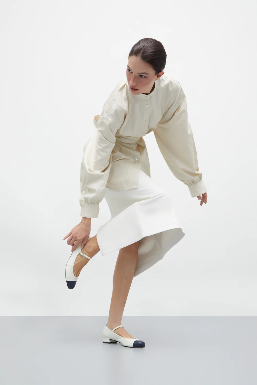 Lola Mary Janes in White Leather - Image 4
