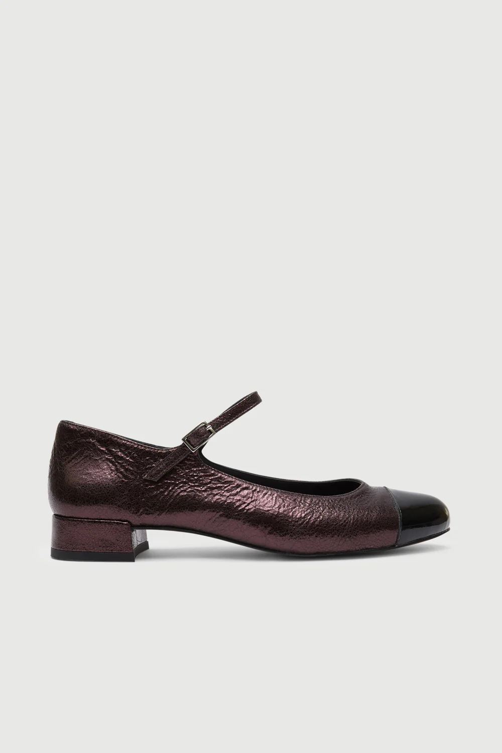 Lola Mary Janes in Chocolate-coloured Metallic Leather