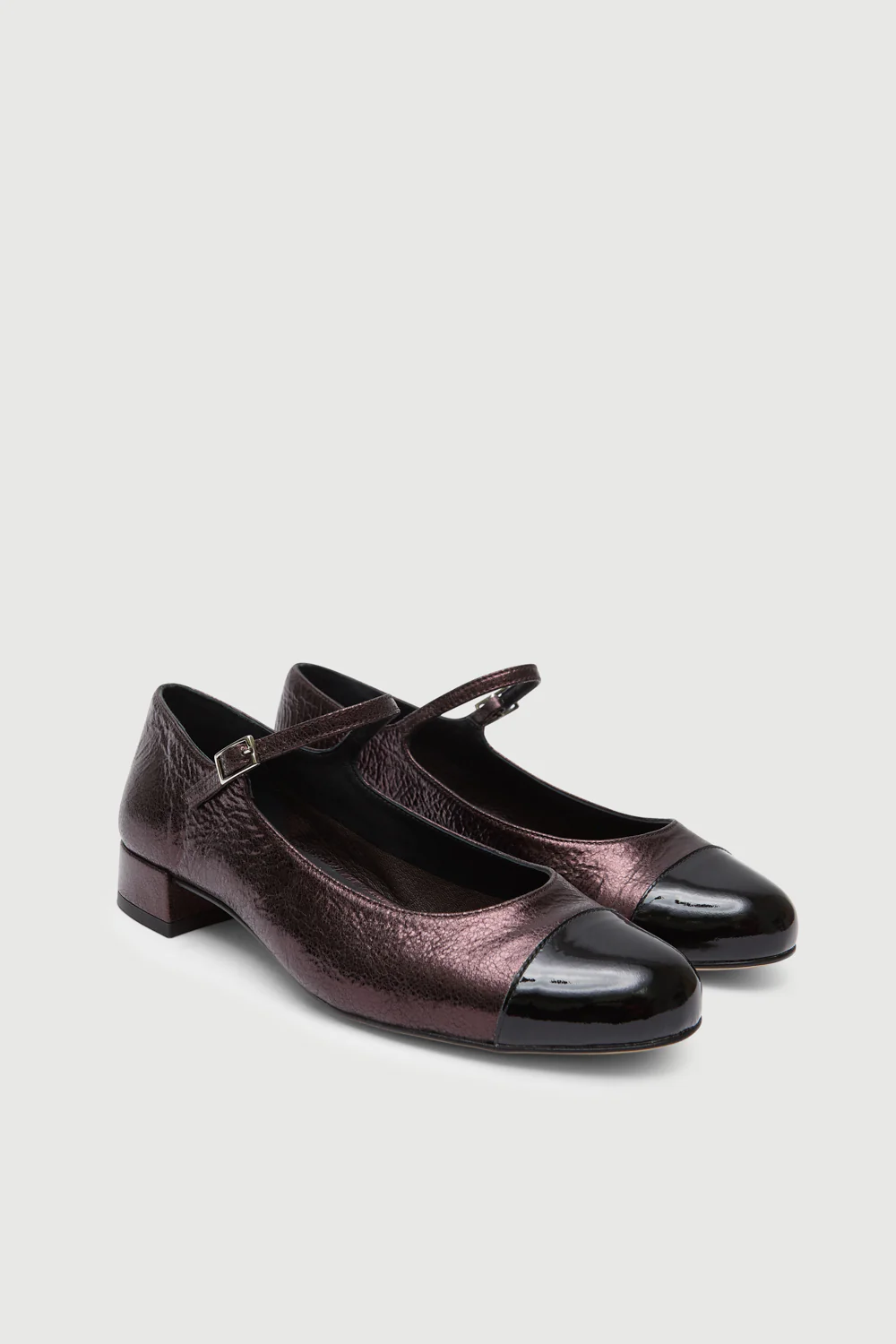 Lola Mary Janes in Chocolate-coloured Metallic Leather - Image 3