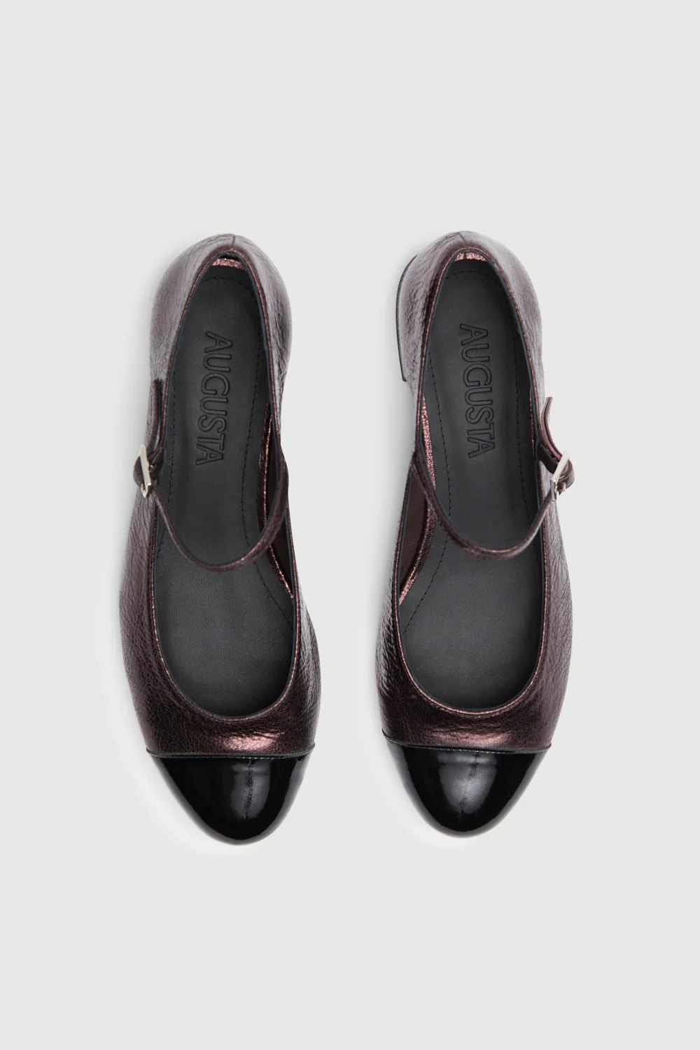 Lola Mary Janes in Chocolate-coloured Metallic Leather - Image 5
