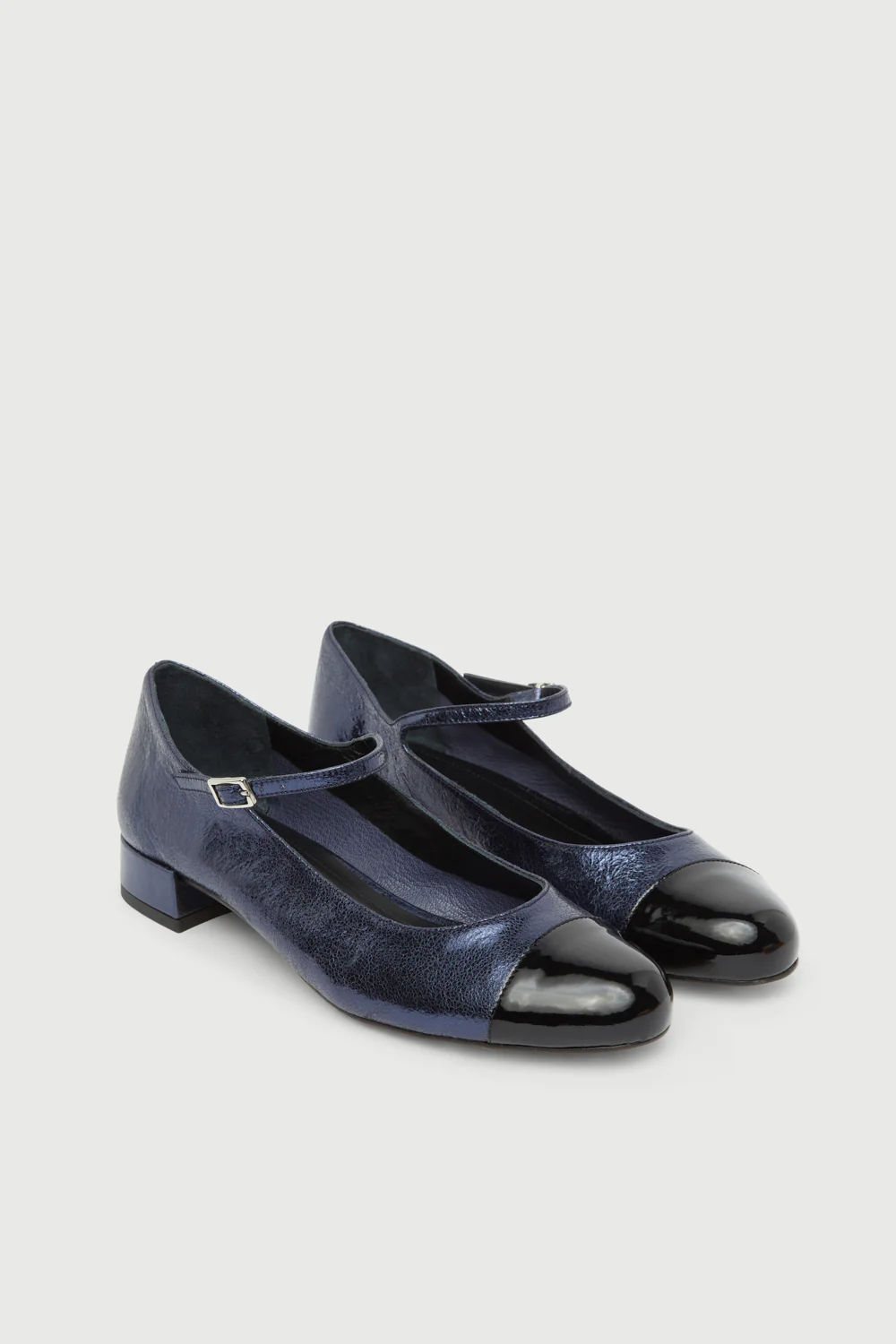 Lola Mary Janes in Ocean-coloured Metallic Leather - Image 3