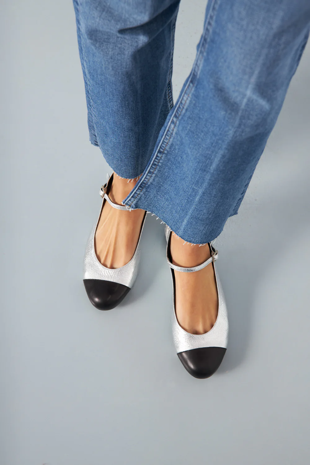 Lola Mary Janes in Silver Leather - Image 4