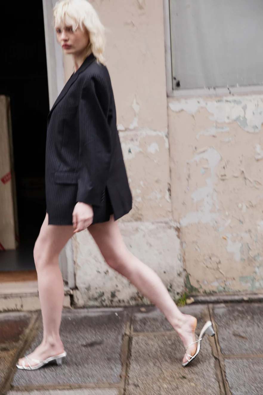 Lottie Sandals in Silver Leather - Image 5