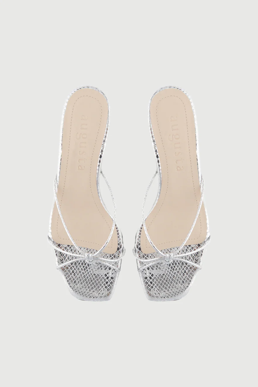 Lottie Sandals in Silver Leather - Image 6