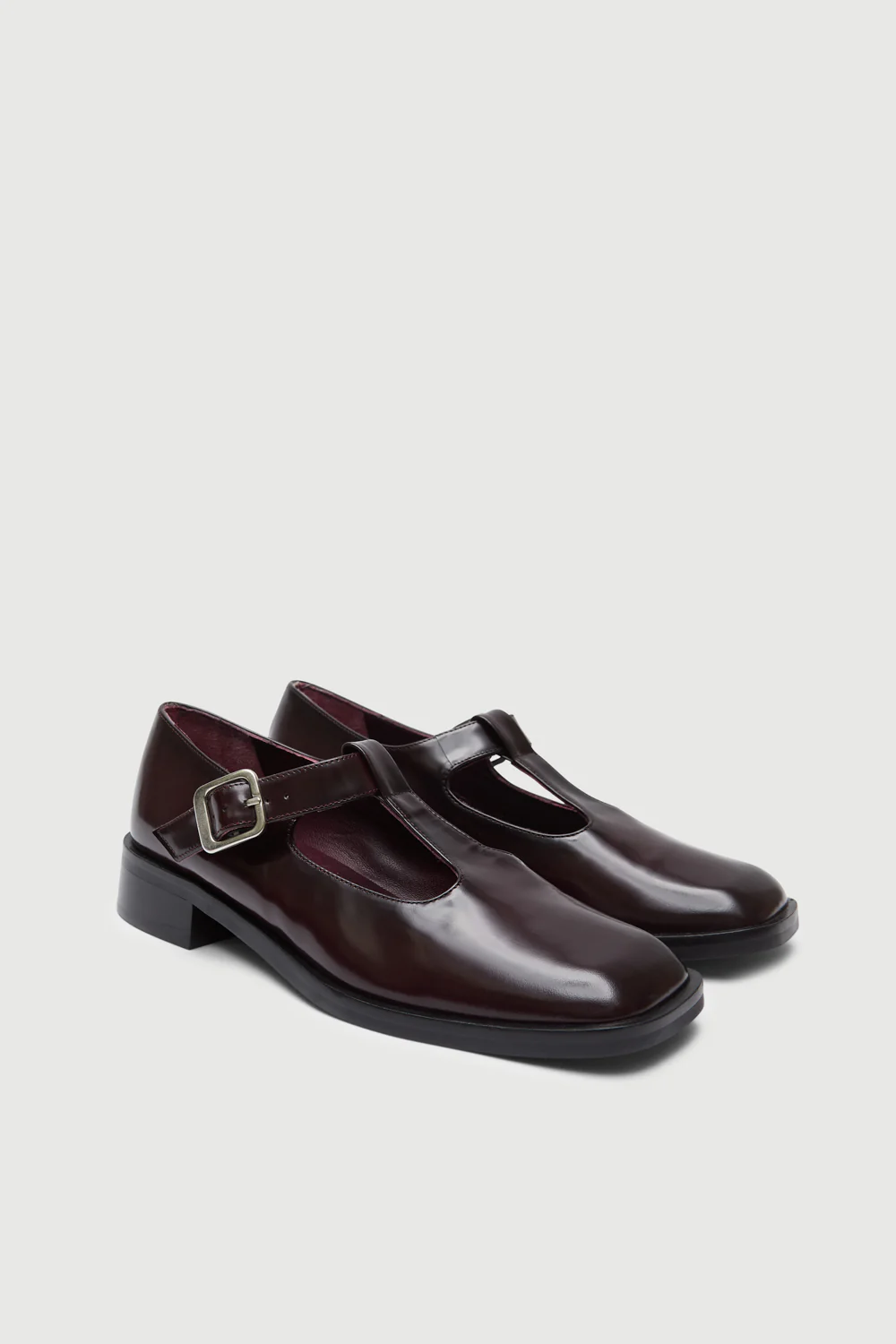 Lucy T-Bar in Burgundy Leather - Image 3