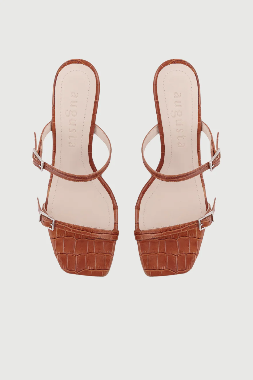 Olivia Sandals in Caramel croc-effect Leather - Image 5