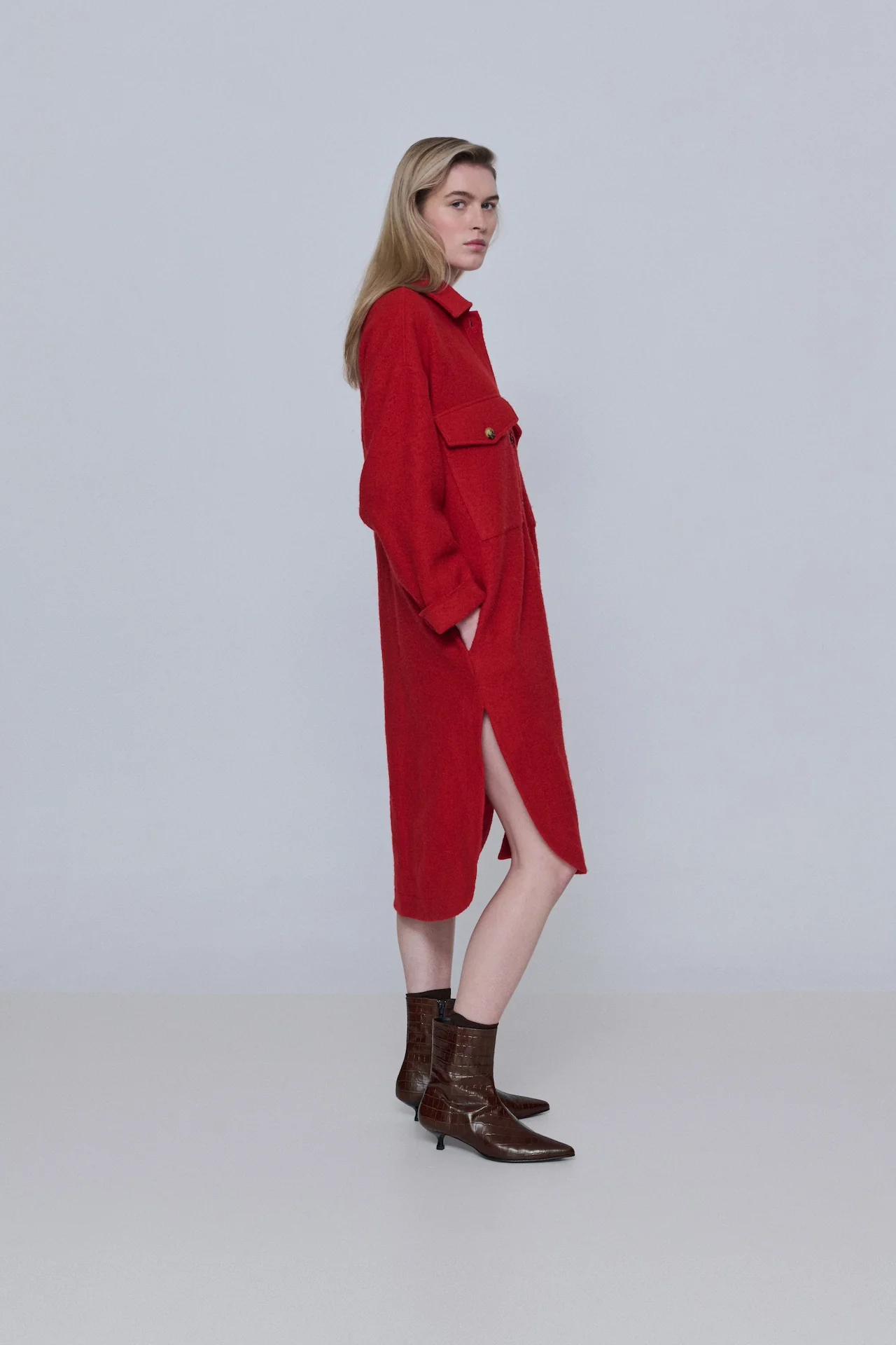 Paula Ankle Boots in Chocolate Croc-effect Leather - Image 4