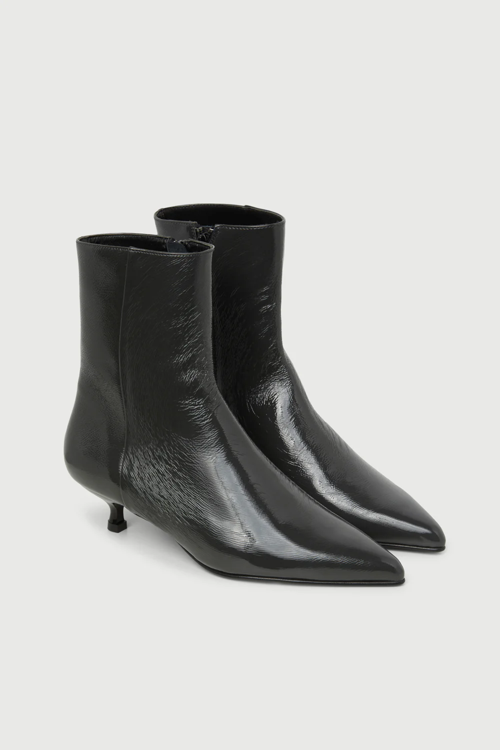Paula Ankle Boots in Grey Patent Leather - Image 3