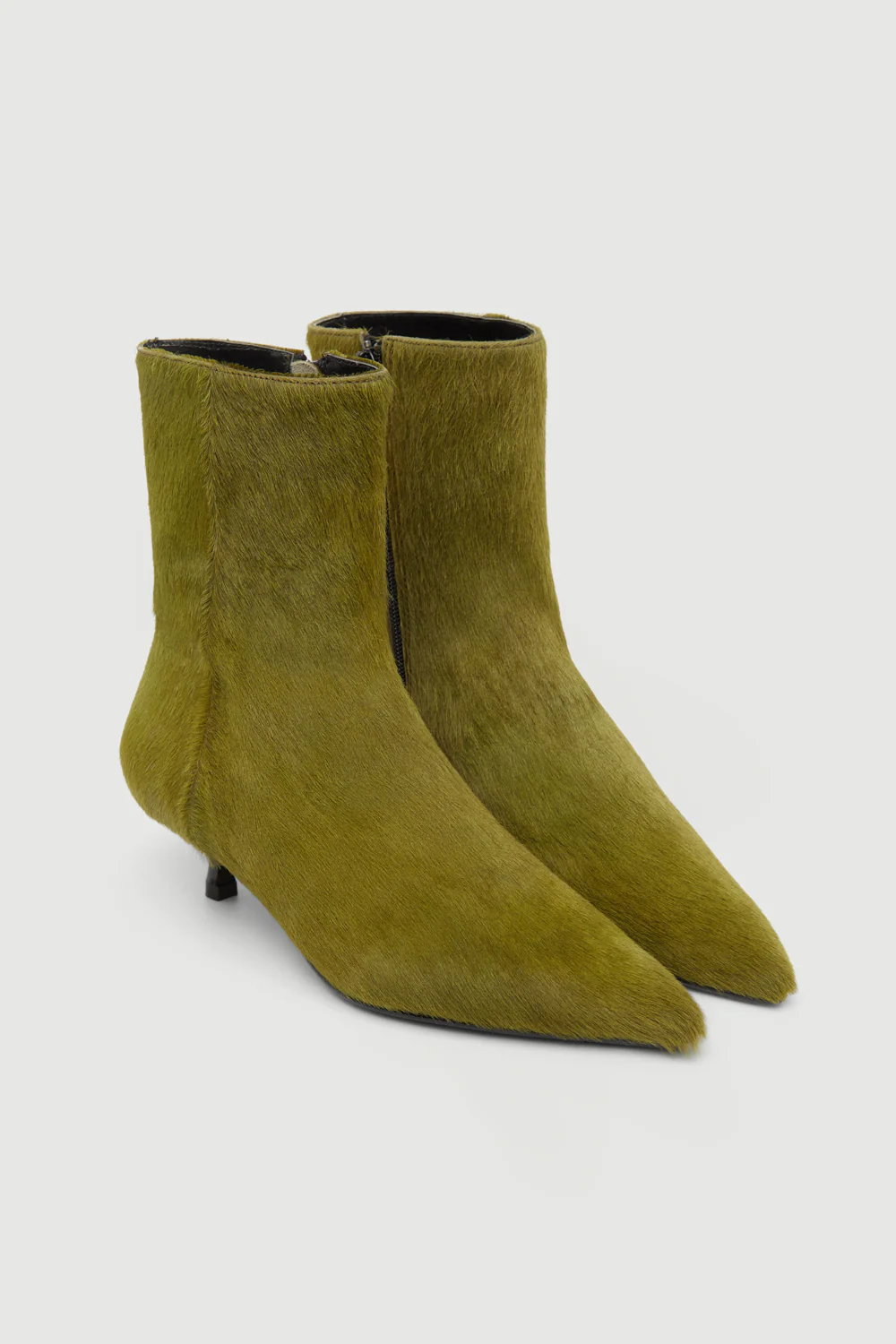 Paula Ankle Boots in Olive Calf Hair - Image 3