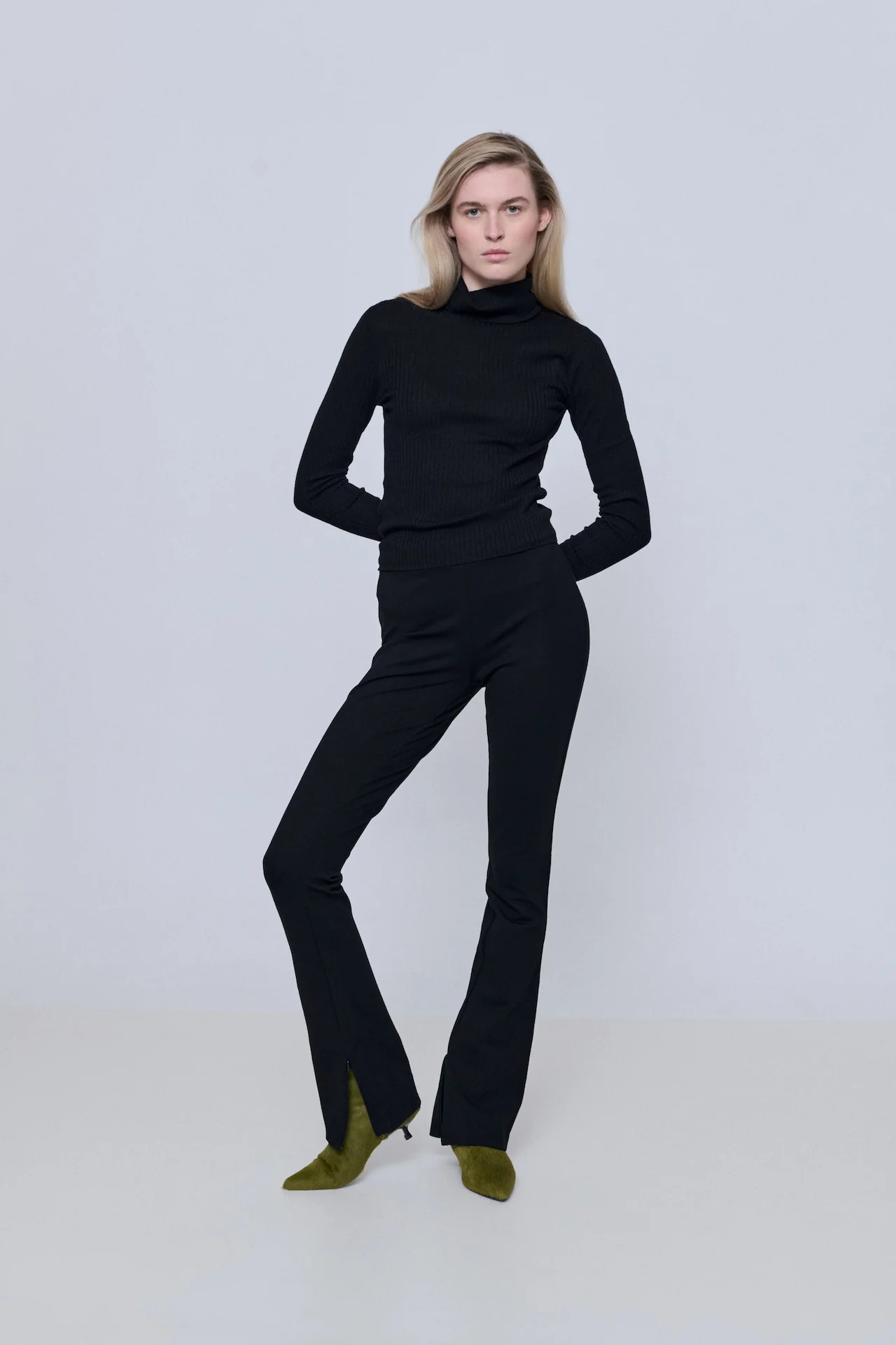 Paula Ankle Boots in Olive Calf Hair - Image 4