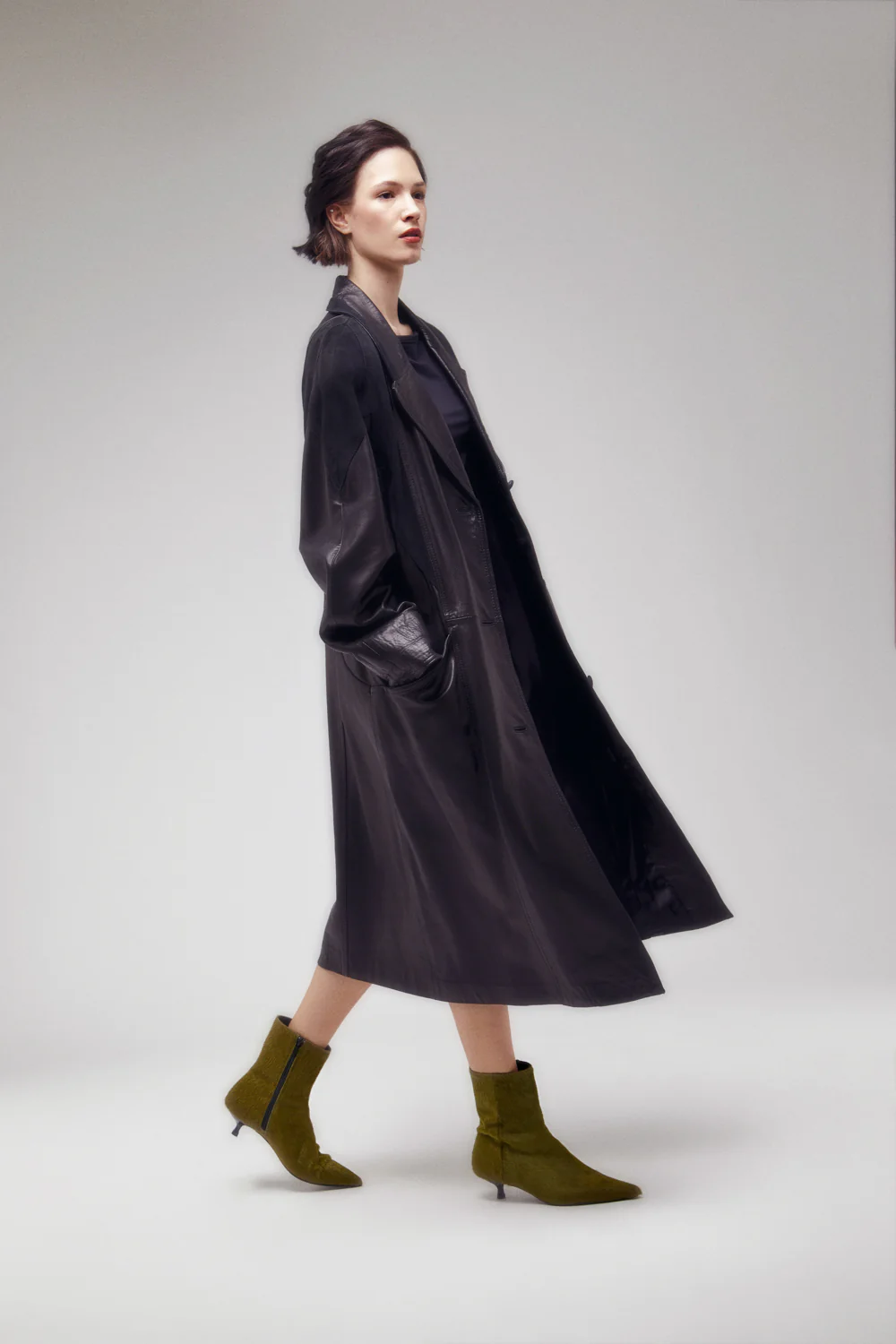 Paula Ankle Boots in Olive Calf Hair - Image 5