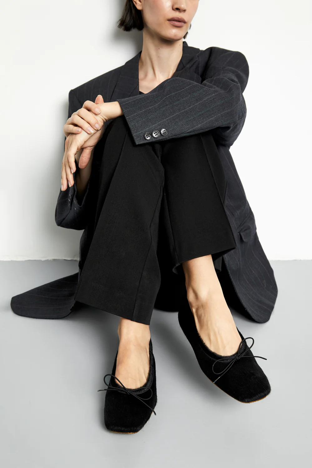 Sienna Ballet Flats in Black Calf Hair - Image 7