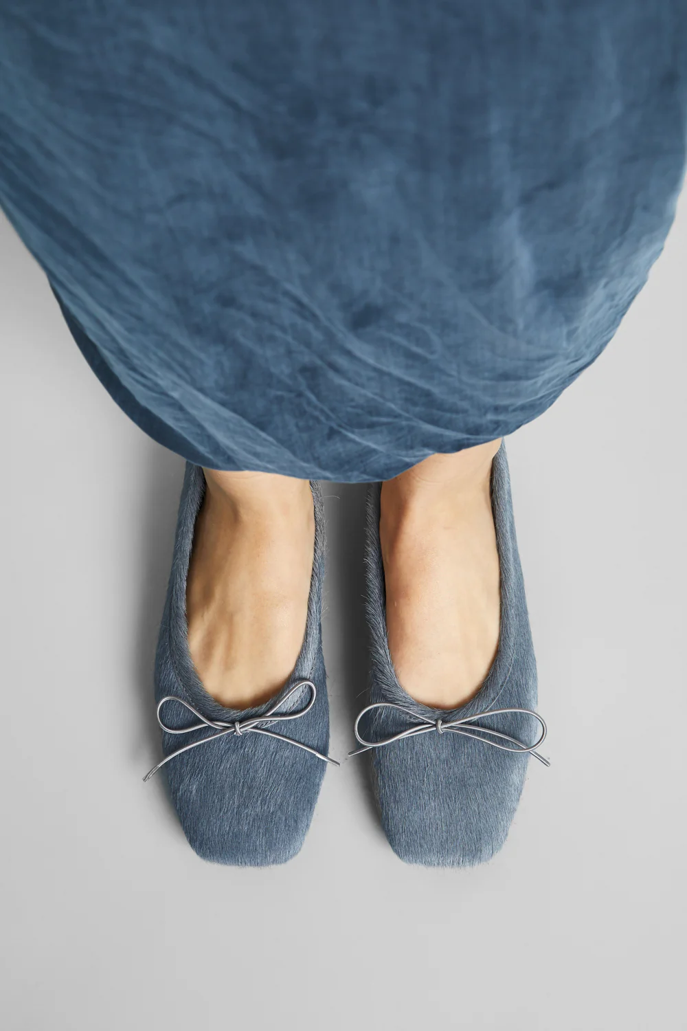 Sienna Ballet Flats in Grey Calf Hair - Image 2