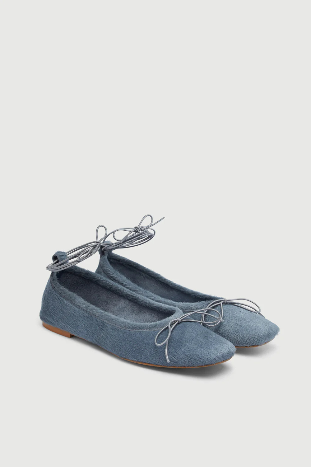 Sienna Ballet Flats in Grey Calf Hair - Image 3