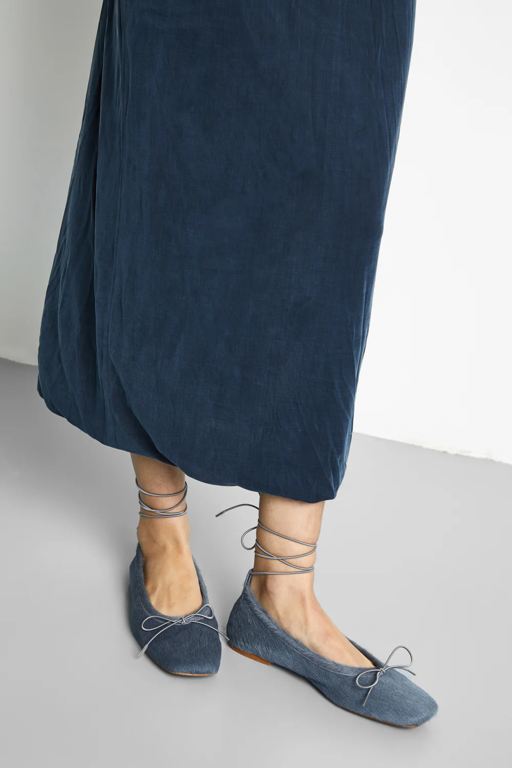 Sienna Ballet Flats in Grey Calf Hair - Image 6