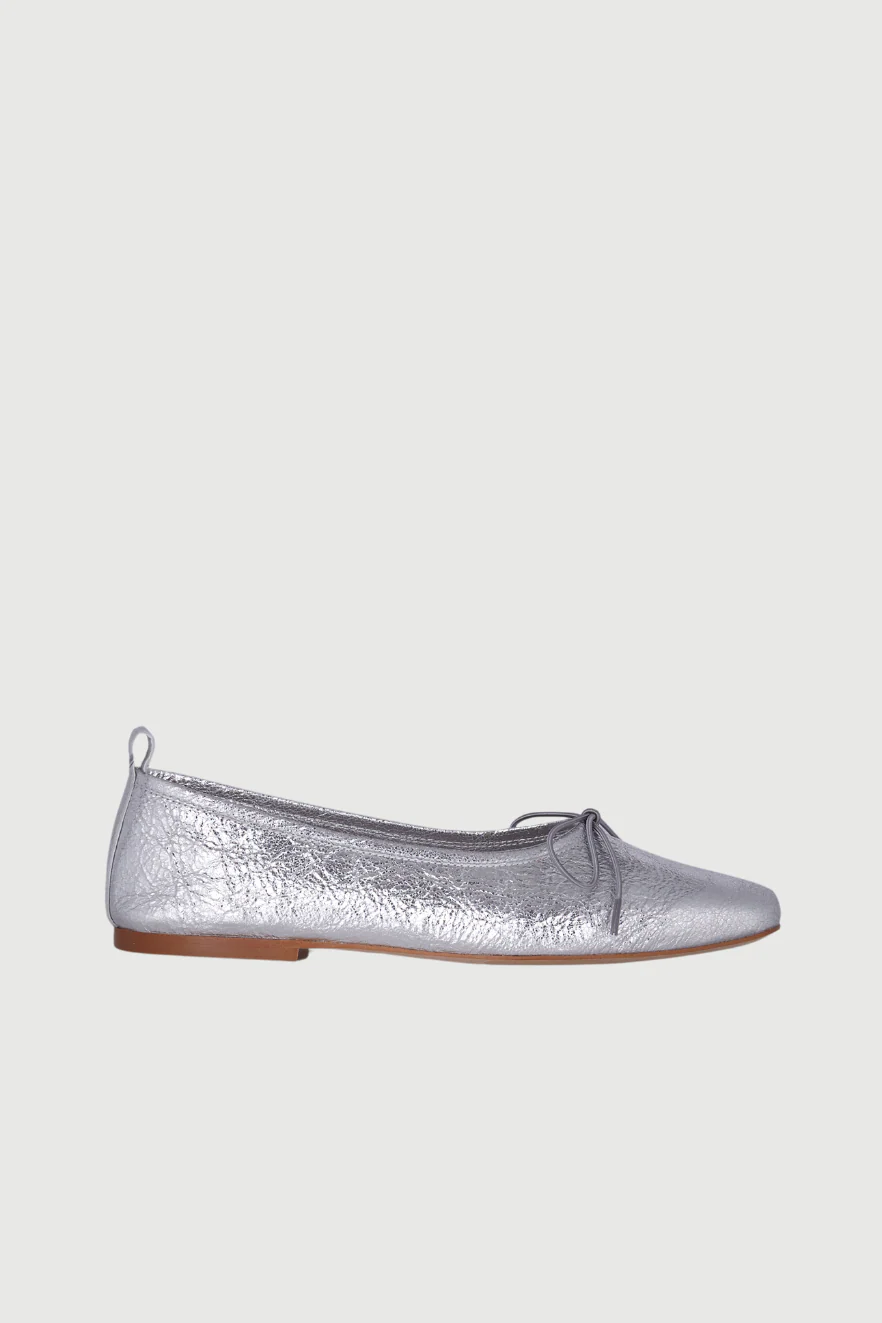 Sienna Ballet Flats in Silver Leather