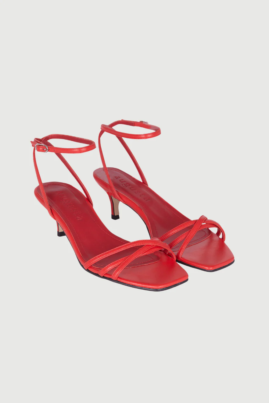 Uma Sandals in Red Leather - Image 3