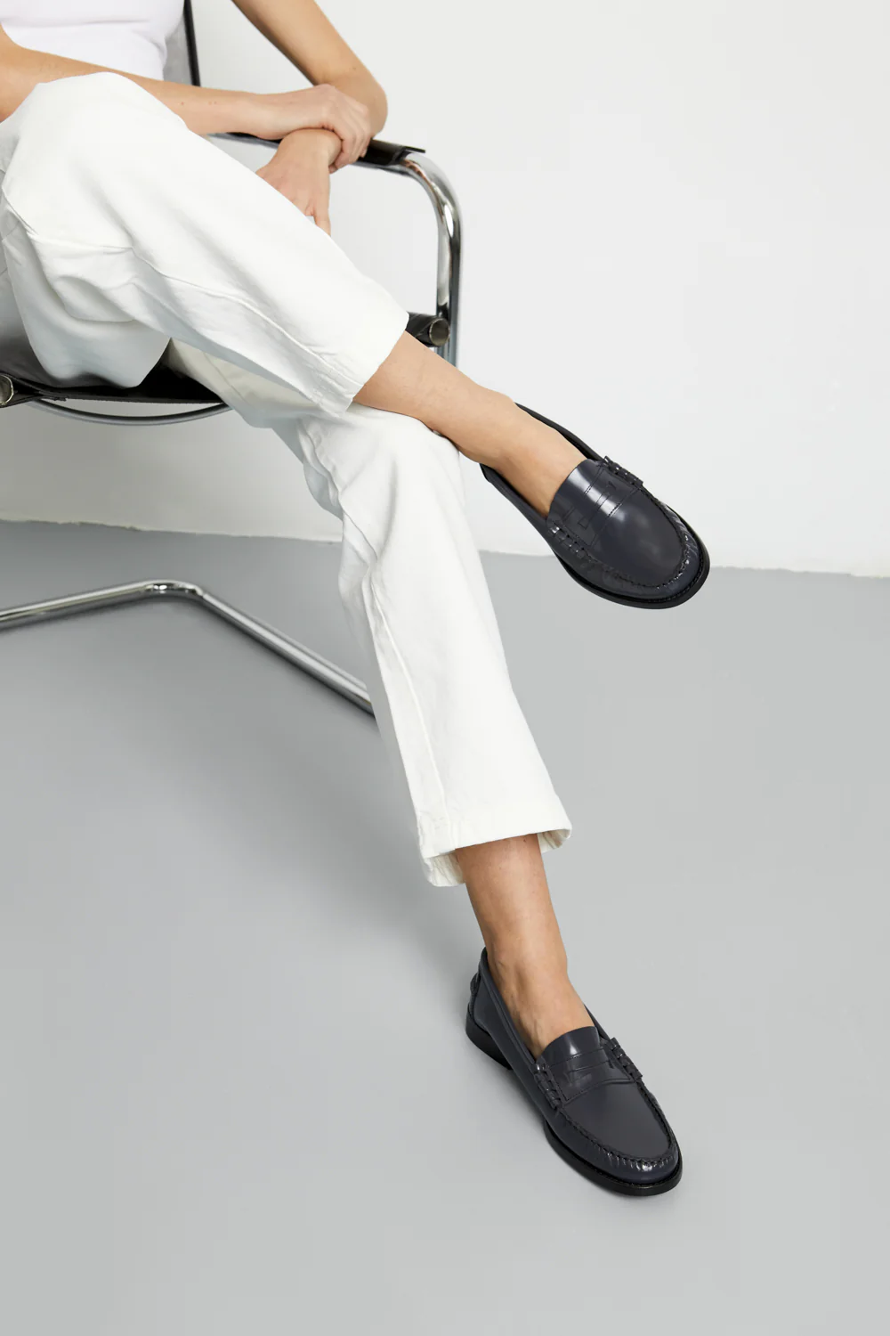 Zoe Loafers in Grey Leather - Image 6