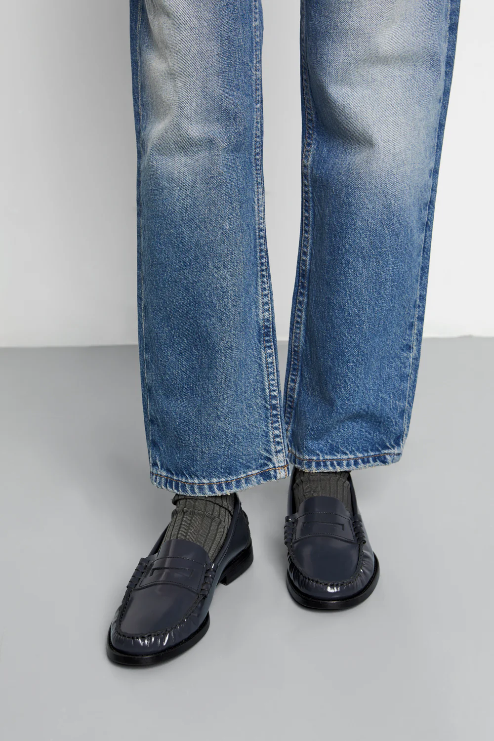 Zoe Loafers in Grey Leather - Image 8