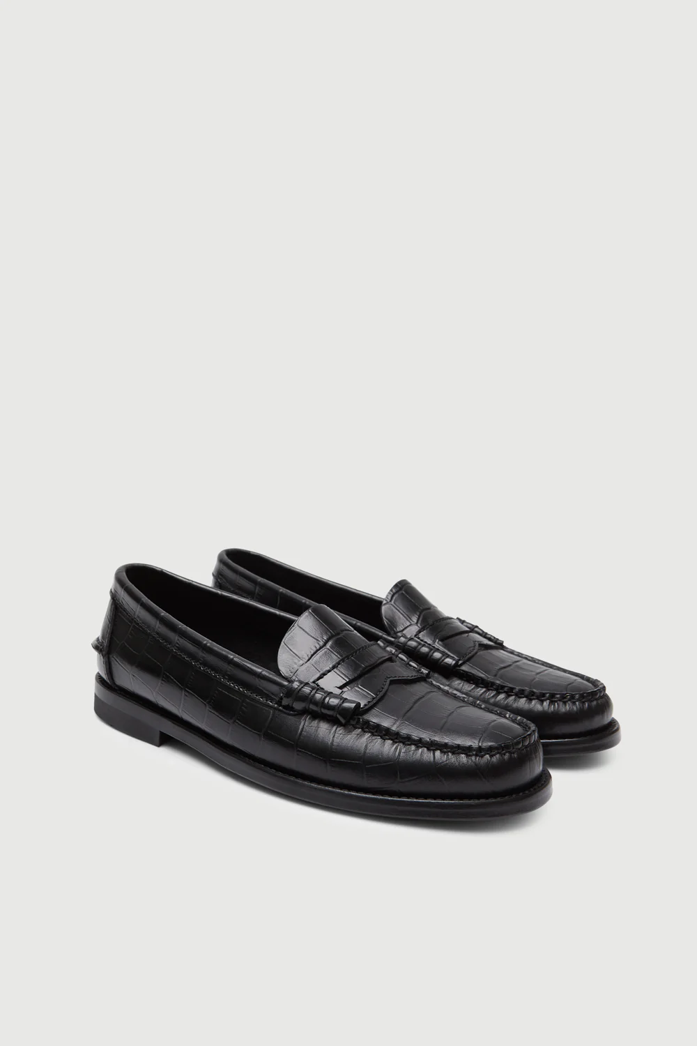 Zoe Loafers in Croc-effect Black Leather - Image 3