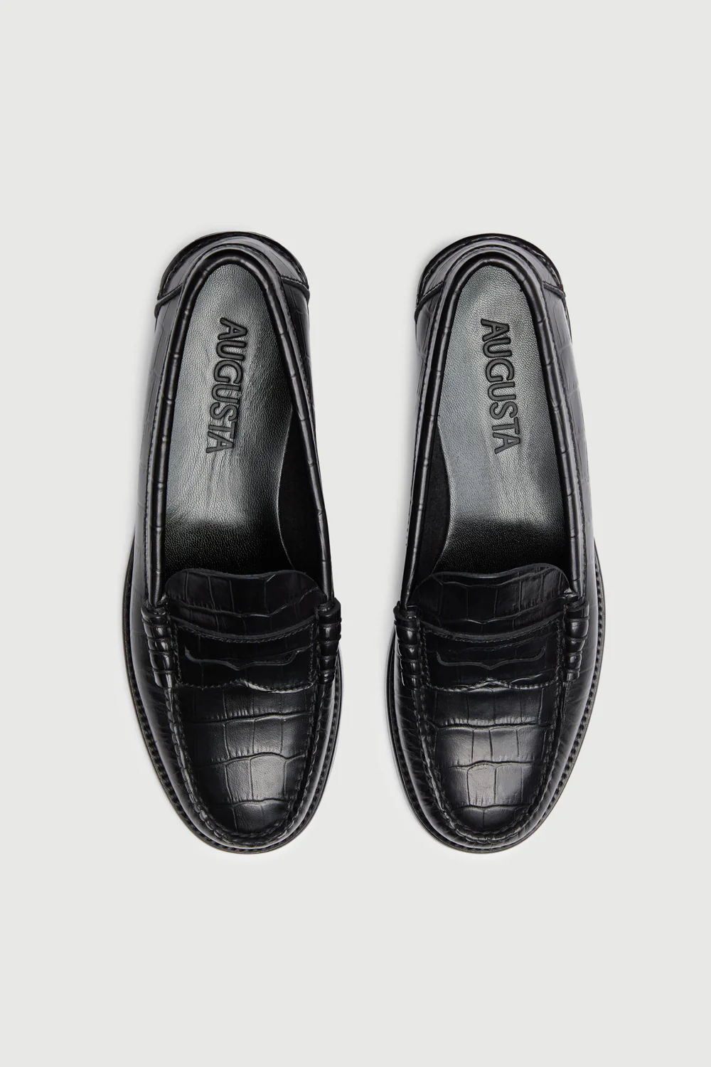 Zoe Loafers in Croc-effect Black Leather - Image 5